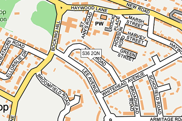 S36 2QN map - OS OpenMap – Local (Ordnance Survey)