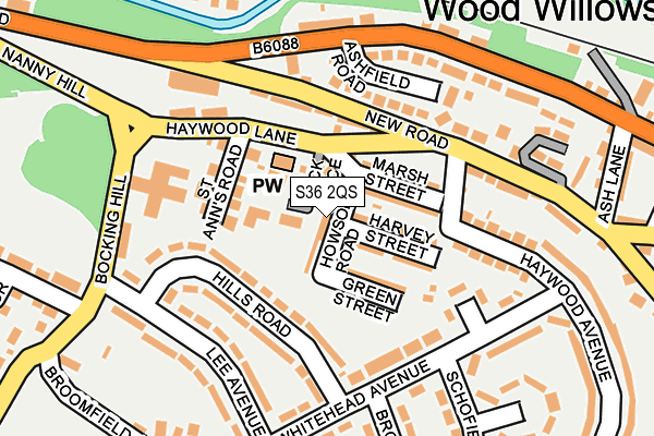 S36 2QS map - OS OpenMap – Local (Ordnance Survey)