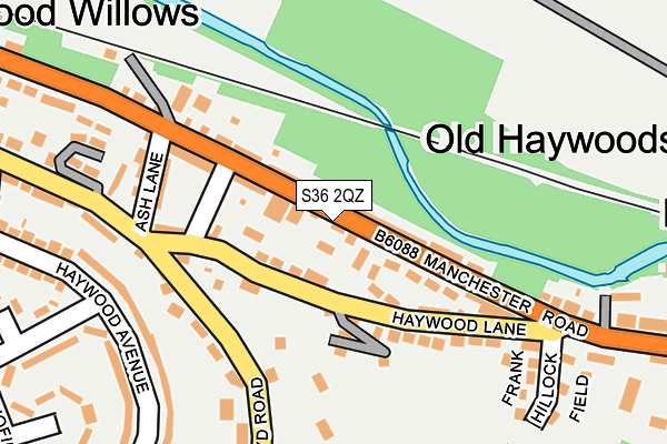 S36 2QZ map - OS OpenMap – Local (Ordnance Survey)