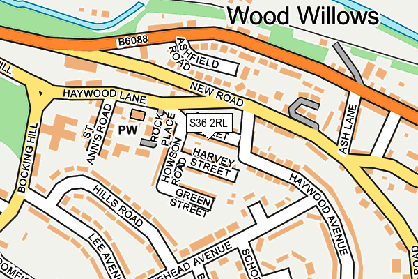 S36 2RL map - OS OpenMap – Local (Ordnance Survey)