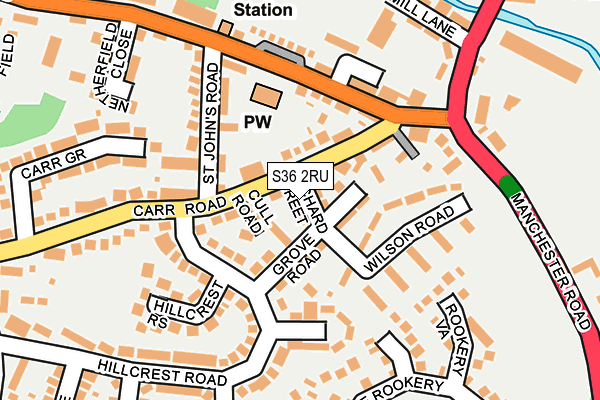 S36 2RU map - OS OpenMap – Local (Ordnance Survey)