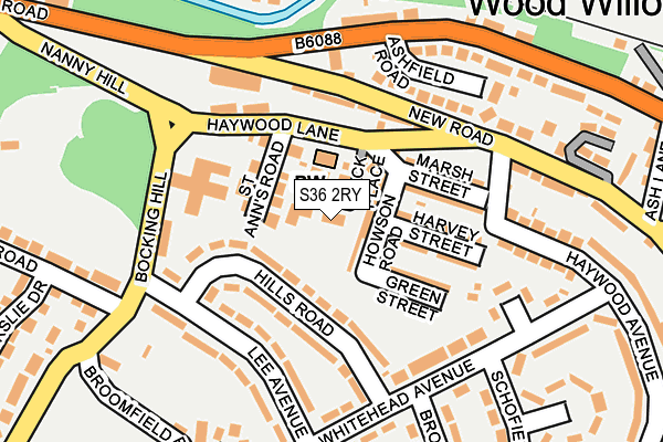 S36 2RY map - OS OpenMap – Local (Ordnance Survey)