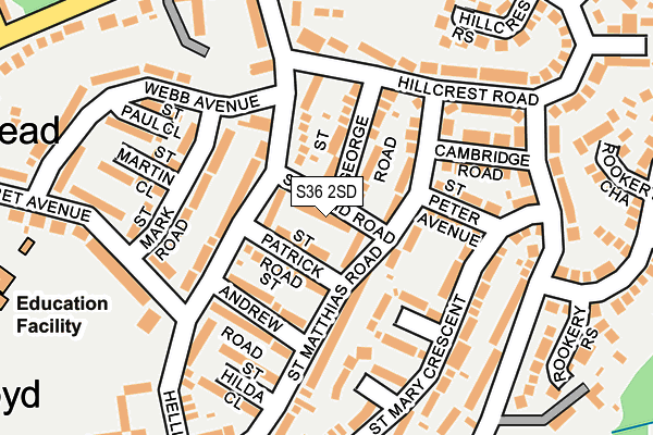 S36 2SD map - OS OpenMap – Local (Ordnance Survey)