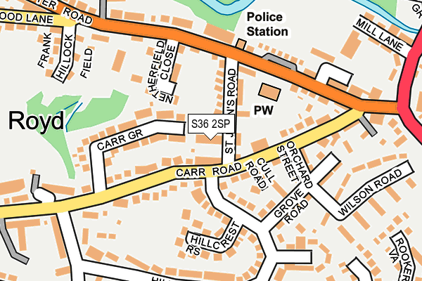 S36 2SP map - OS OpenMap – Local (Ordnance Survey)