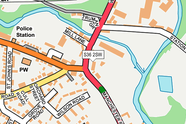 S36 2SW map - OS OpenMap – Local (Ordnance Survey)