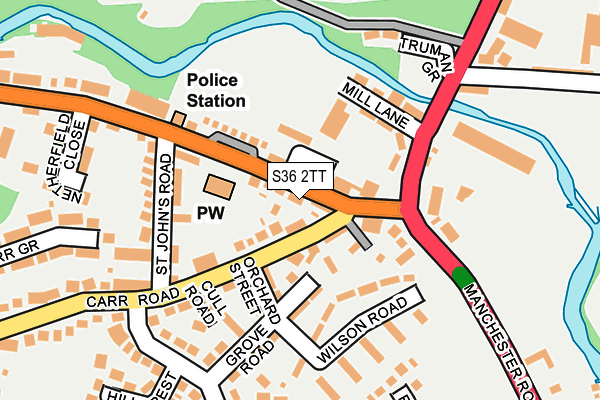 S36 2TT map - OS OpenMap – Local (Ordnance Survey)