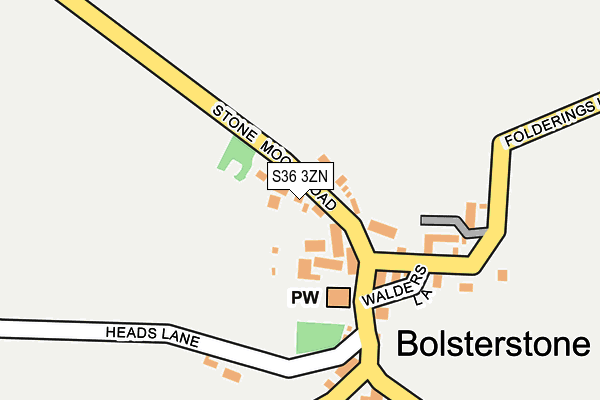 S36 3ZN map - OS OpenMap – Local (Ordnance Survey)