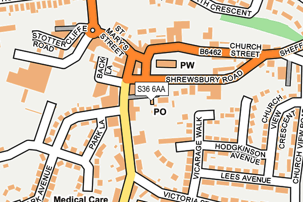 S36 6AA map - OS OpenMap – Local (Ordnance Survey)