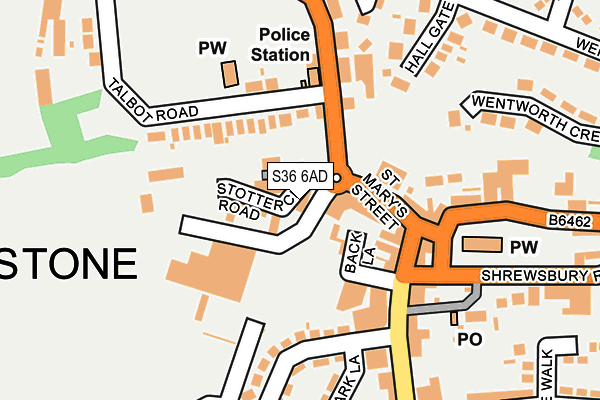 S36 6AD map - OS OpenMap – Local (Ordnance Survey)