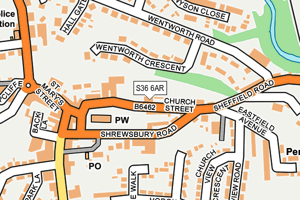 S36 6AR map - OS OpenMap – Local (Ordnance Survey)
