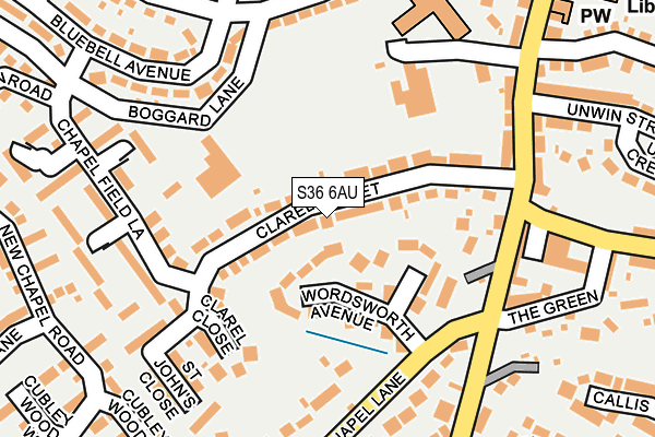 S36 6AU map - OS OpenMap – Local (Ordnance Survey)