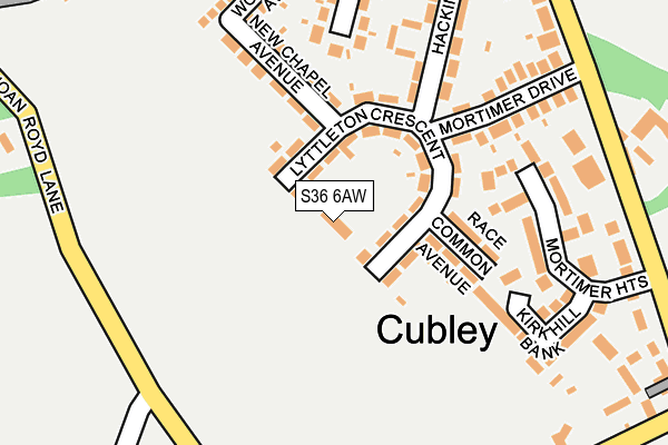 S36 6AW map - OS OpenMap – Local (Ordnance Survey)