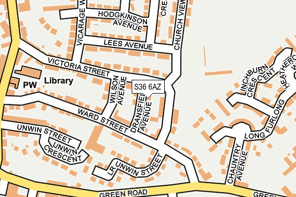 S36 6AZ map - OS OpenMap – Local (Ordnance Survey)