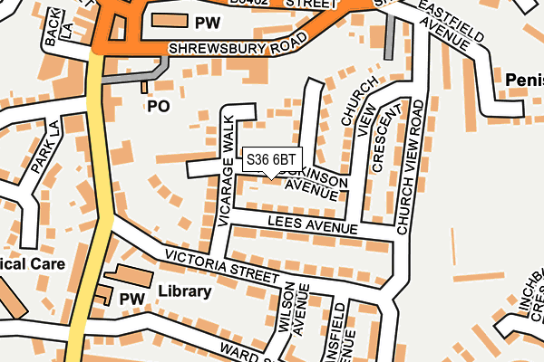 S36 6BT map - OS OpenMap – Local (Ordnance Survey)
