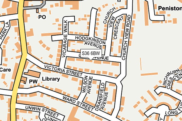 S36 6BW map - OS OpenMap – Local (Ordnance Survey)