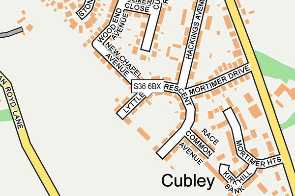 S36 6BX map - OS OpenMap – Local (Ordnance Survey)