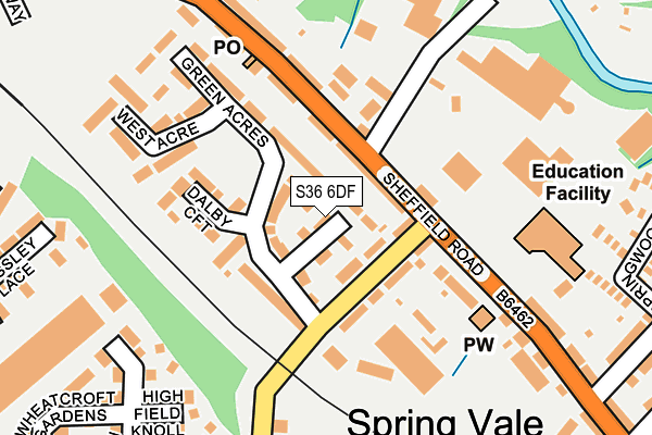 S36 6DF map - OS OpenMap – Local (Ordnance Survey)