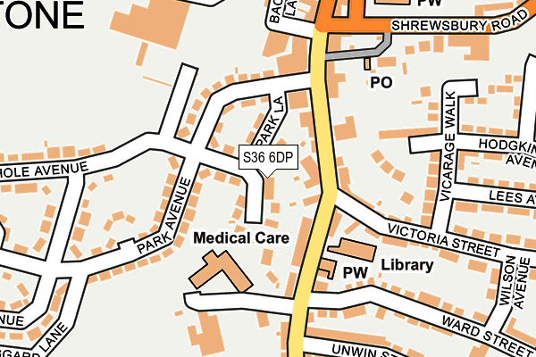 S36 6DP map - OS OpenMap – Local (Ordnance Survey)