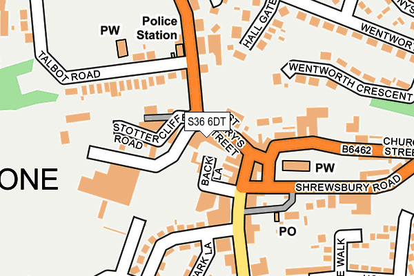 S36 6DT map - OS OpenMap – Local (Ordnance Survey)