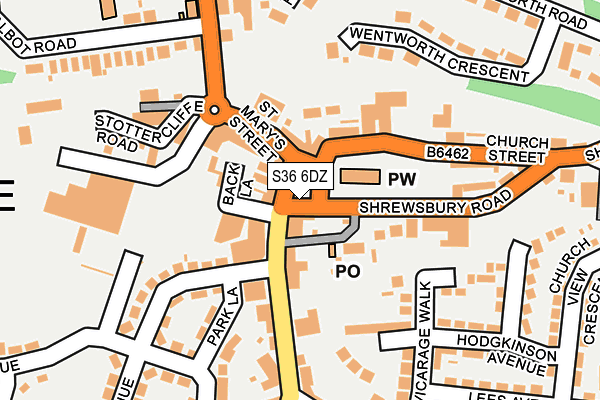 S36 6DZ map - OS OpenMap – Local (Ordnance Survey)