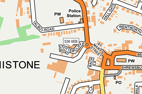 S36 6EB map - OS OpenMap – Local (Ordnance Survey)