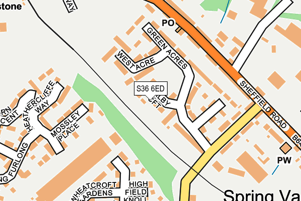 S36 6ED map - OS OpenMap – Local (Ordnance Survey)