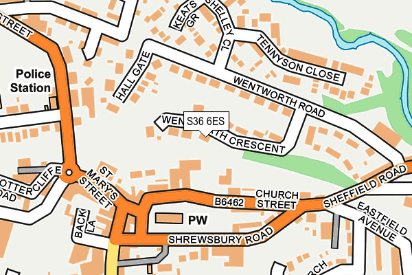 S36 6ES map - OS OpenMap – Local (Ordnance Survey)