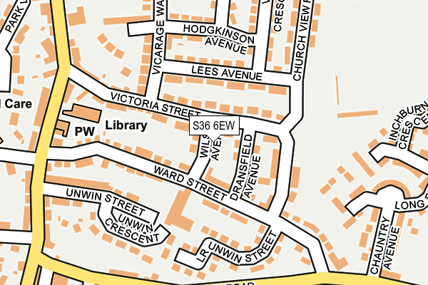 S36 6EW map - OS OpenMap – Local (Ordnance Survey)