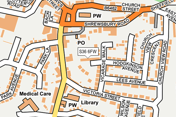 S36 6FW map - OS OpenMap – Local (Ordnance Survey)