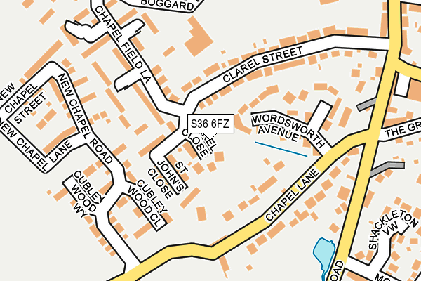 S36 6FZ map - OS OpenMap – Local (Ordnance Survey)