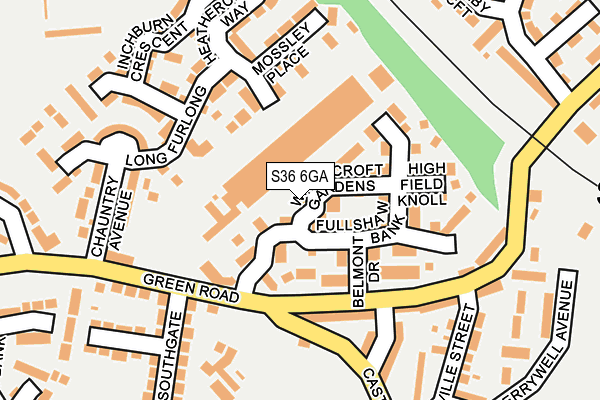 S36 6GA map - OS OpenMap – Local (Ordnance Survey)