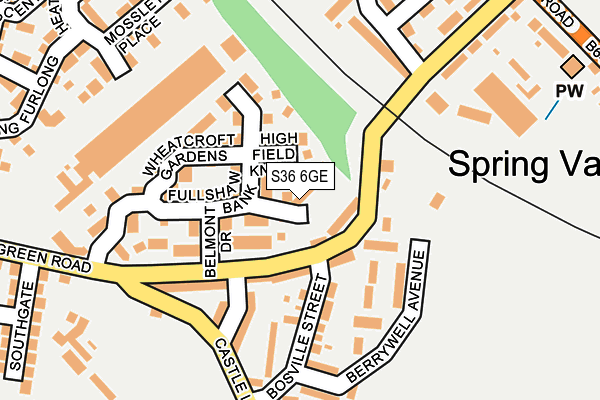 S36 6GE map - OS OpenMap – Local (Ordnance Survey)