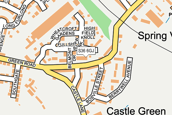 S36 6GJ map - OS OpenMap – Local (Ordnance Survey)
