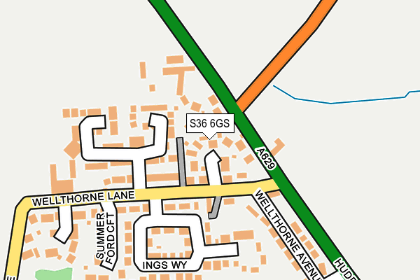 S36 6GS map - OS OpenMap – Local (Ordnance Survey)