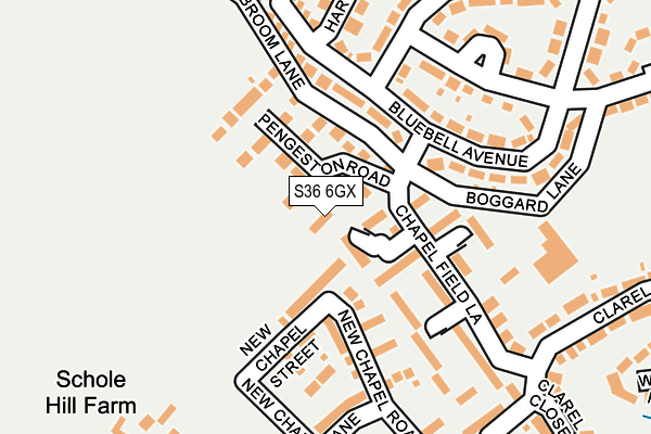 S36 6GX map - OS OpenMap – Local (Ordnance Survey)