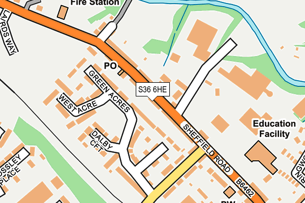 S36 6HE map - OS OpenMap – Local (Ordnance Survey)