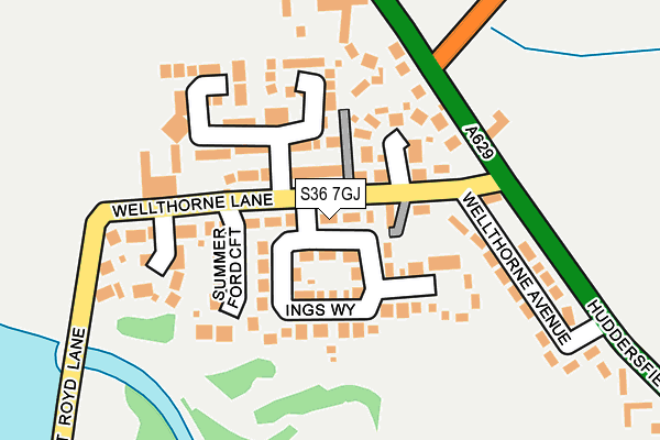 S36 7GJ map - OS OpenMap – Local (Ordnance Survey)