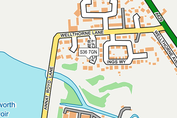 S36 7GN map - OS OpenMap – Local (Ordnance Survey)