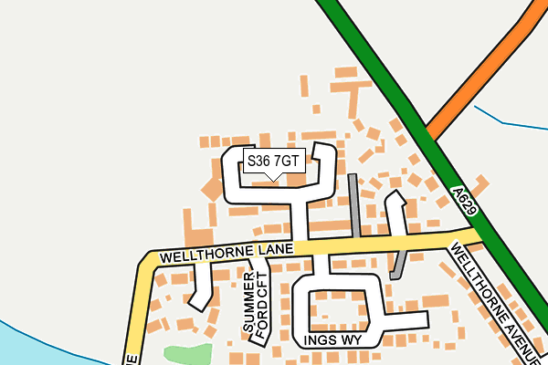 S36 7GT map - OS OpenMap – Local (Ordnance Survey)
