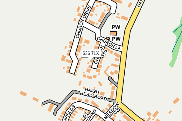 S36 7LX map - OS OpenMap – Local (Ordnance Survey)