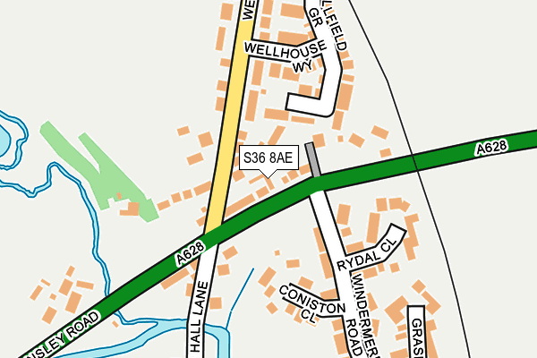 S36 8AE map - OS OpenMap – Local (Ordnance Survey)