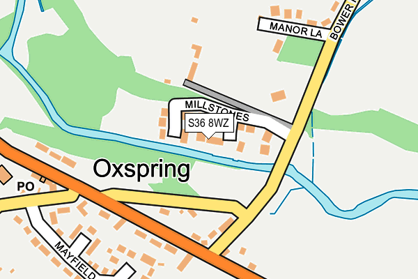 S36 8WZ map - OS OpenMap – Local (Ordnance Survey)