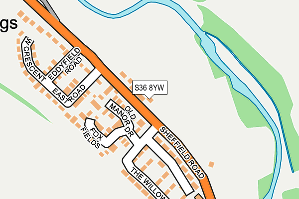 S36 8YW map - OS OpenMap – Local (Ordnance Survey)