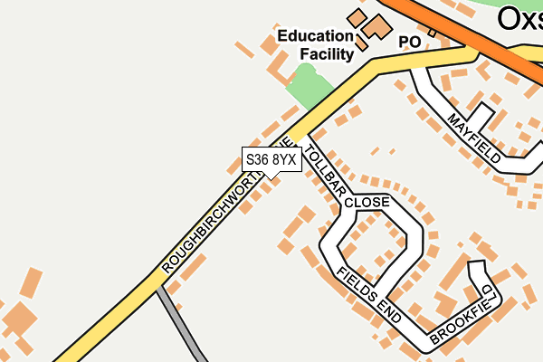 S36 8YX map - OS OpenMap – Local (Ordnance Survey)