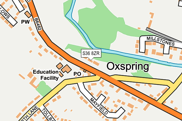 S36 8ZR map - OS OpenMap – Local (Ordnance Survey)