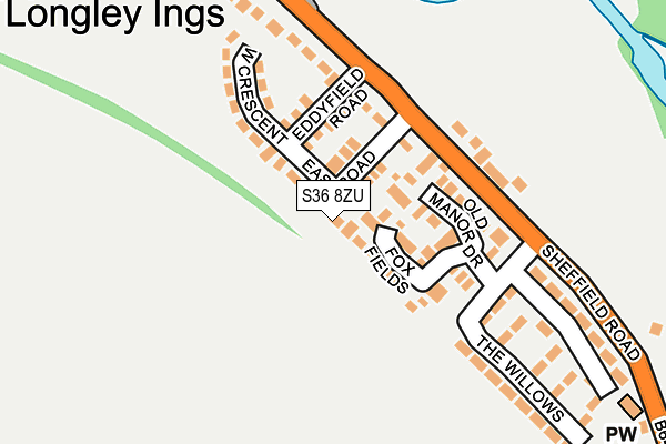 S36 8ZU map - OS OpenMap – Local (Ordnance Survey)