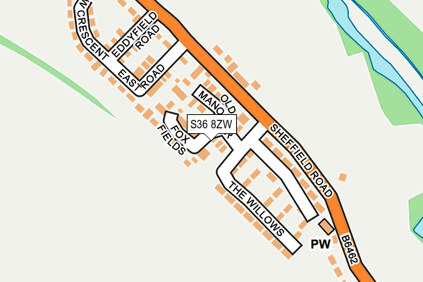 S36 8ZW map - OS OpenMap – Local (Ordnance Survey)