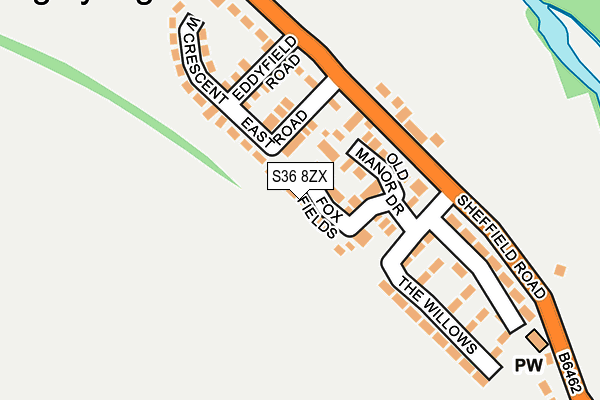 S36 8ZX map - OS OpenMap – Local (Ordnance Survey)