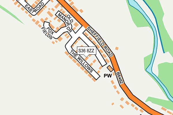 S36 8ZZ map - OS OpenMap – Local (Ordnance Survey)