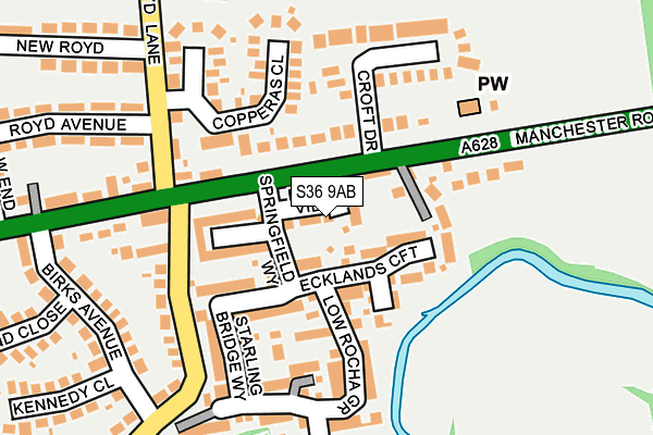 S36 9AB map - OS OpenMap – Local (Ordnance Survey)